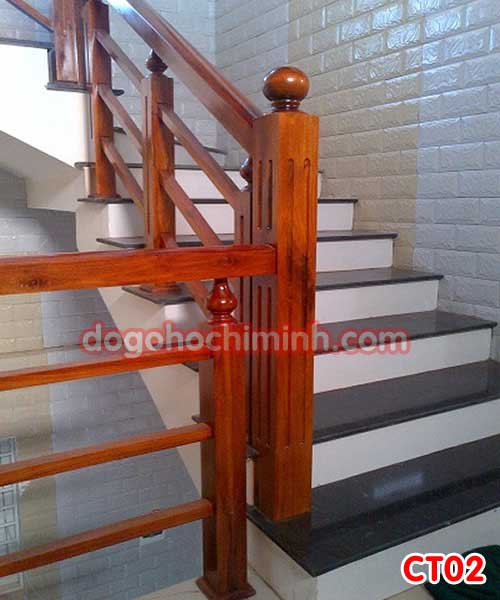 Cầu thang gỗ đẹp giá rẻ CT02